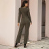 solid color long-sleeved high-waist jumpsuit  NSSA48713