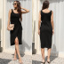 solid color irregular sleeveless strappy dress  NSYMR48810