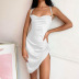 sling pure color backless short dress NSYMR48826
