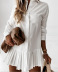 pleated white slim button shirt dress NSYMR48853