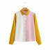 contrast color stitching long-sleeved lapel shirt  NSAM48886