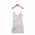 floral tie-dye split sling dress NSAM48887