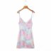 floral tie-dye split sling dress NSAM48887