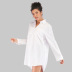 Plus Size White Lapel Long-Sleeved Cotton Mid-Length Blouse NSJR48954