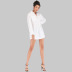 Plus Size White Lapel Long-Sleeved Cotton Mid-Length Blouse NSJR48954