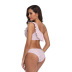 Frill trim decor single shoulder bikini swimsuit set NSHL48969