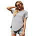 Plain color spliced T-shirt NSDF49023