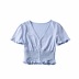 summer fashion V-neck solid color T-shirt NSHS49219