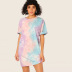 tie-dye round neck hort-sleeved casual dress NSDF49245