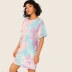 tie-dye round neck hort-sleeved casual dress NSDF49245