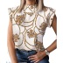 loose stand-up collar printing top  NSAXE49282