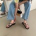 Plain color leather flat sandals NSHU49367