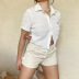 lapel folds fashion short-sleeved shirt  NSYSB49415