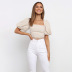 square neck halter strapped puff sleeve blouse  NSYSB49431