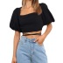 square neck halter strapped puff sleeve blouse  NSYSB49431