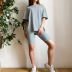 Solid color round neck tee & shorts set NSYSB49440