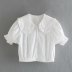 White doll collar ruffle short-sleeved lace casual blouse NSAM49510