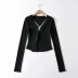V-neck single-breasted fake two-piece cardigan NSHS49555
