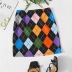contrast color diamond lattice skirt  NSSMJ49647