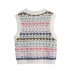 Rainbowed strip hollow knit vest NSAM49685
