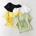 Chest Fold Short-Sleeved Square Neck T-Shirt NSAC49702