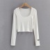 casual solid color long-sleeved tops NSAC49736