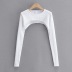 Solid Color Long-Sleeved Short Blouses NSAC49740