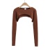 Solid Color Long-Sleeved Short Blouses NSAC49740