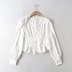 square neck lace puff sleeve pleated blouse  NSAM49771