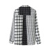 houndstooth print hit color stand-up collar shirt  NSAM49773