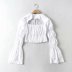 lace-up puff sleeve ruffled blouse NSAM49914