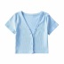 V-neck simple solid color short-sleeved cardigan  NSAC49921