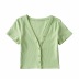 V-neck simple solid color short-sleeved cardigan  NSAC49921