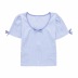 bowknot knitted U-neck short-sleeved T-shirt NSAC49946