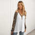 leopard print stitching v-neck strapless long-sleeved t-shirt  NSSI49992