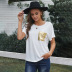 stitching sequined pocket short-sleeved t-shirt   NSSI50005