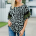 leopard print stitching lotus leaf sleeve t-shirt   NSSI50022