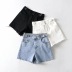 high-waisted two-button loose wide-leg stretch denim shorts NSAC50085