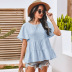 new solid color stitching short-sleeved top NSAL50138
