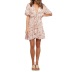V-neck bubble short-sleeved printed dress NSJR50143