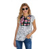 leopard print embroidery stitching short-sleeved shirt NSSI50261