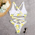 Conjunto de traje de baño de bikini con cintura cruzada y estampado de limón NSALS50298