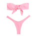 plain color tie front tube bikini swimsuit set NSALS50299