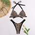 Traje de baño bikini con estampado de leopardo y cintura alta dividida NSALS50301