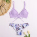 Split Green Leaf Print Bikini Swimsuit NSALS50303