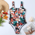 Floral Printed Lace-Up One-Piece Swimsuit NSALS50313