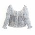 floral print lantern sleeve shirt NSAM50354