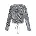 spring zebra pattern lace-up T-shirt  NSAM50355
