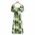 hollow square neck knotted tie-dye long dress NSAM50430