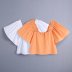 Solid color square collar puff sleeve poplin sporty short blouse NSAM50472